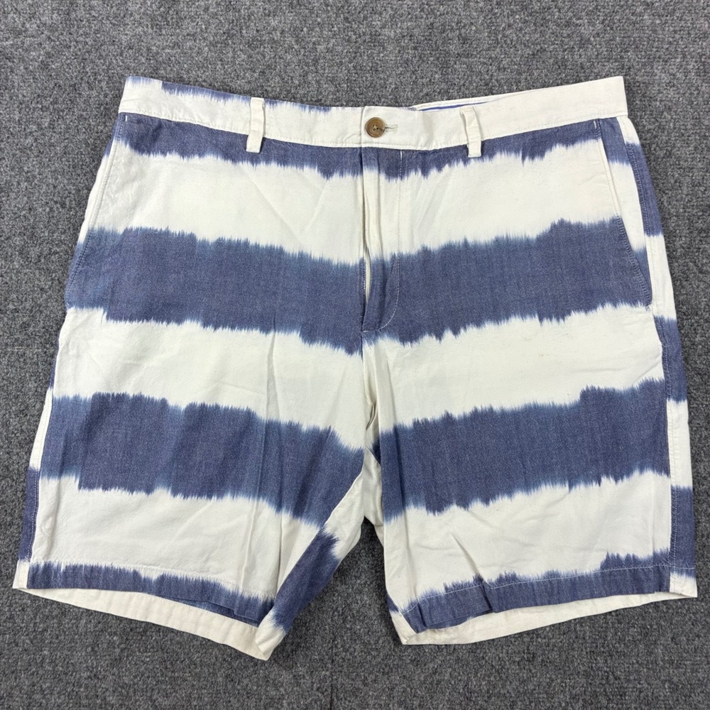 Banana Republic Mens 36 Blue White Tie Dye Striped Cotton Chino Shorts Summer